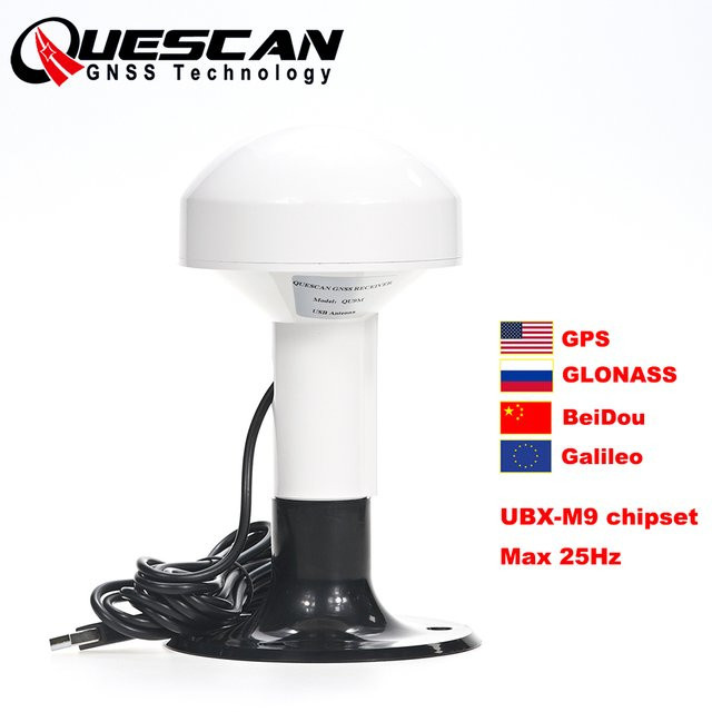 QUESCAN Submeter UBX NEO-M9N USB GNSS GPS Empfänger mit BeiDou Galileo GLONASS QZSS Unterstützung, Farbe: Weiß, Anschluss: USB-A - Bild 1