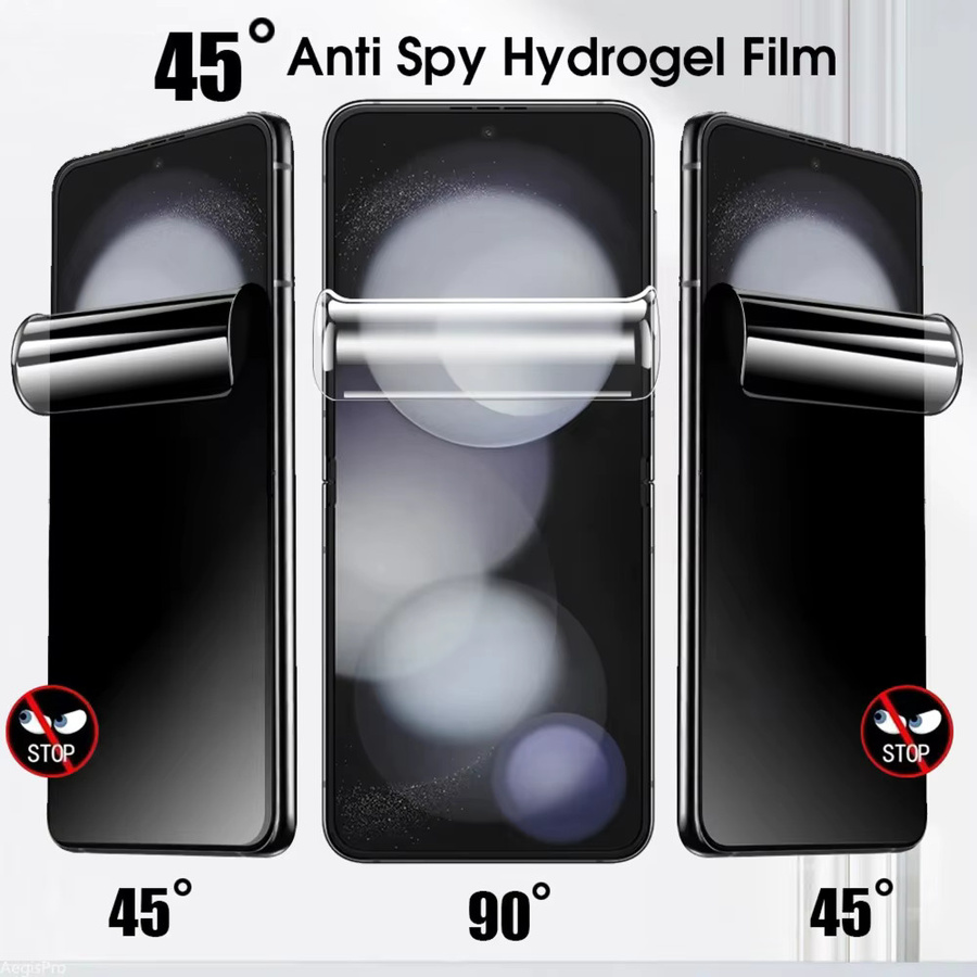 Sichtschutz-Hydrogel-Folie für Samsung Galaxy Z Flip 7, Z Flip 6 und Z Flip 5 mit Anti-Spion-Funktion, Displayschutz und Objektivabdeckung, transparent - Bild 2