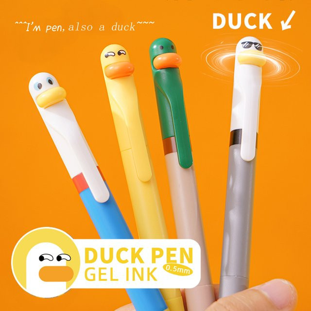 4er-Set Gelstifte mit Ente-Design, 0,5 mm, Schwarz, schnelltrocknend für Schule und Büro - Bild 1