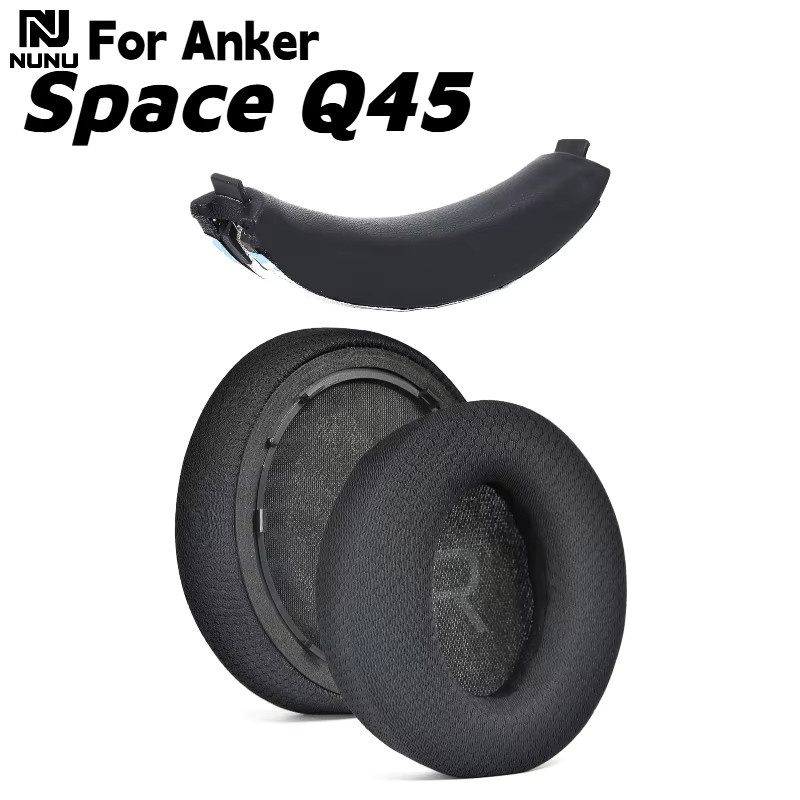 Anker Space Q45 Ersatz-Kopfbügelkissen aus Proteinleder und Mesh mit Eisgel in Schwarz oder Weiß - Bild 1
