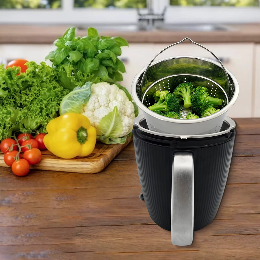 Vorwerk 2-in-1 Edelstahl-Dampfgarer für Thermomix TM7, zweilagiger Korb in Silber - Bild 2