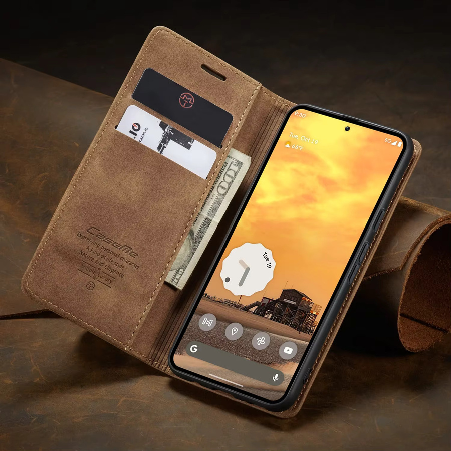 Lederne Magnet-Brieftasche als Schutzhülle für Google Pixel 9 Pro, 8 Pro, 10 XL und Flip in Rot oder Braun mit Kartenfach und Standfunktion - Bild 2