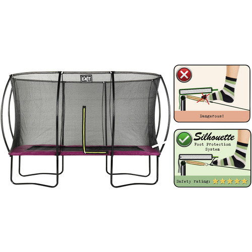 EXIT Silhouette Rechteckiges Trampolin mit Sicherheitsnetz in Rosa, B/T: 366 x 244 cm, max. Belastung 120 kg - Bild 3