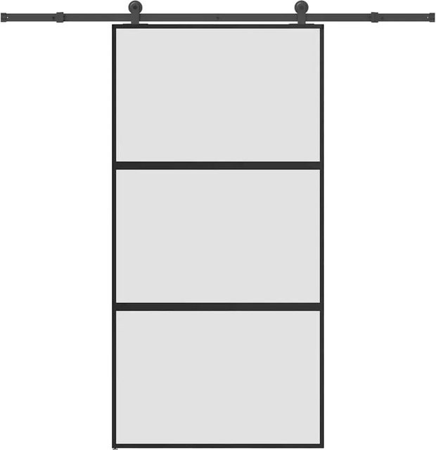 vidaXL Schiebetür aus Hartglas und Aluminium in Schwarz und Transparent, B/H: 102,5 x 205 cm - Bild 1