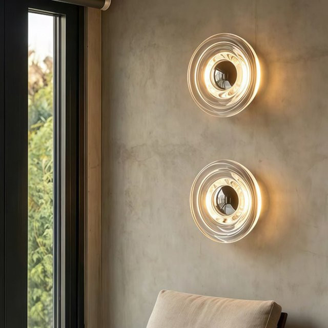 ZYZAO Bauhaus Wasserwellen Wandleuchte aus Glas in Transparent, Runde Nachtlampe für Wohnzimmer, Flur und Schlafzimmer - Bild 1