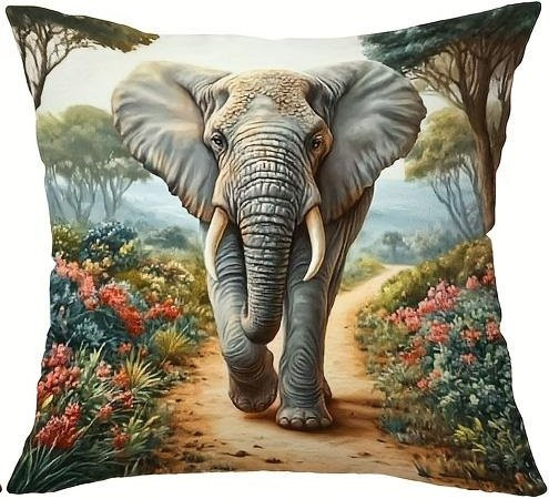 JMG Clothing Kissenbezüge Safari Wildtiere mit Leopard, Elefant und Giraffe, Mehrfarbig, B/T/H: 50 x 50 cm - Bild 1