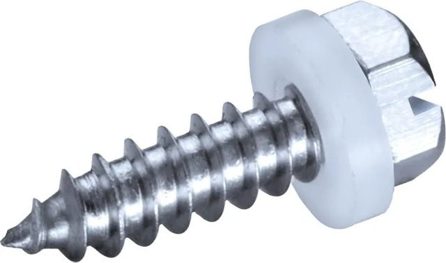 Goebel Blechschrauben mit Sechskant und PA-Scheibe, Stahl verzinkt, Farbe: Silber, Durchmesser: 4,8 mm, Länge: 16 mm - Bild 1