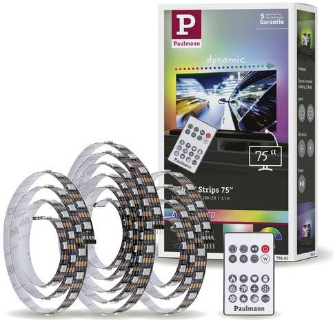 Paulmann EntertainLED TV Backlight LED-Streifen Set für 75 Zoll Fernseher mit USB-Anschluss und Fernbedienung, RGB Multicolour, Schwarz - Bild 1