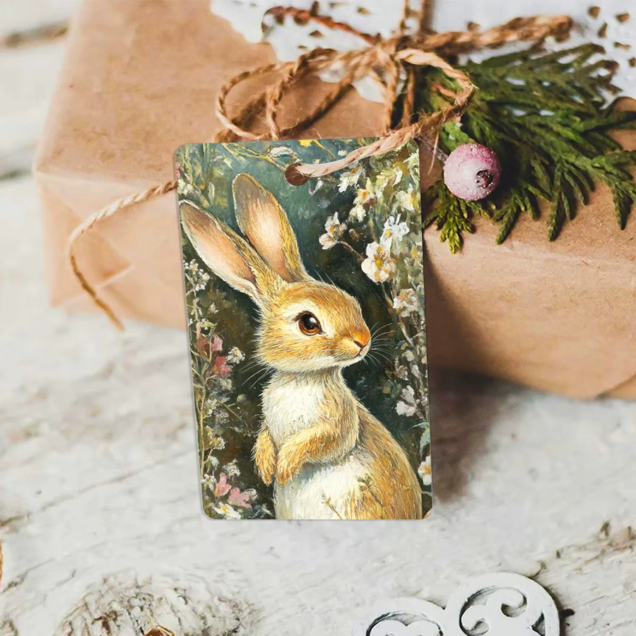WhimsyCraft 50 Stück Vintage-Kaninchen Papieranhänger mit Hanfseil für Ostern - Bild 3