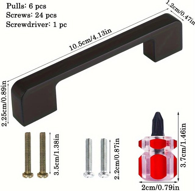 SZ-Damai Set aus 6 Aluminium Schrankgriffen in Mattschwarz für Küchenschränke, Kommoden und Schubladen - Bild 1