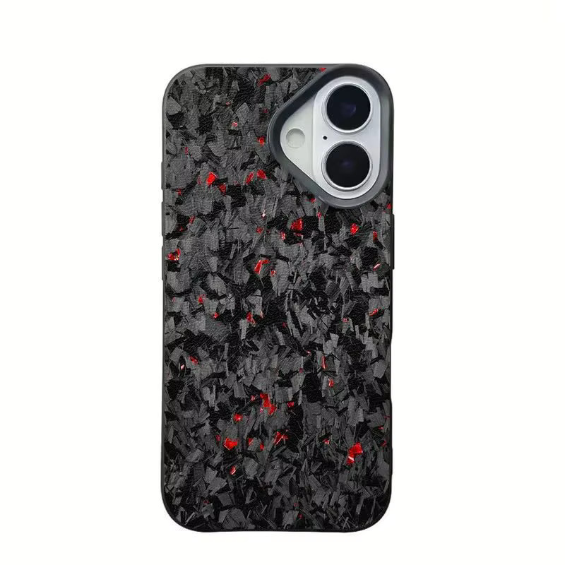 Einteilige Carbonfaser Handyhülle mit schwarzem Lychee-Muster für Apple iPhone 11 bis 17 Pro Max und Plus Modelle in Schwarz - Bild 4