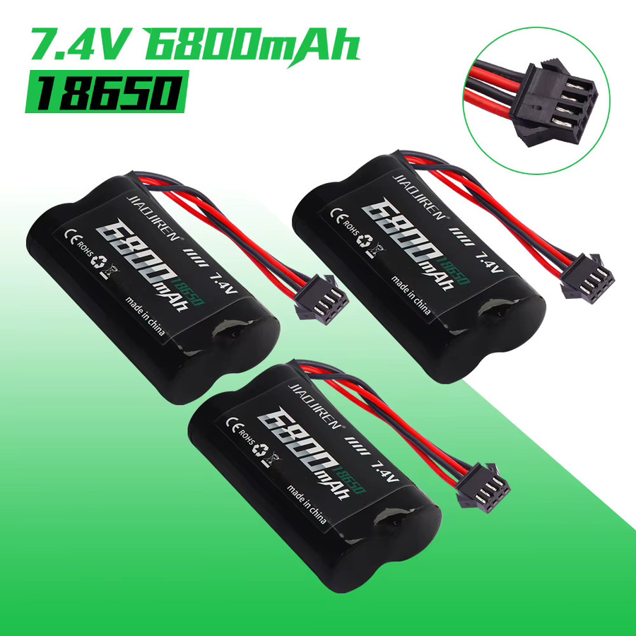 Jiaojiren Li-Ion Akku SM-4P Stecker 7,4 V 6800 mAh 2S 18650 Ersatzakku für RC Spielzeug Boot und Auto in Schwarz - Bild 3