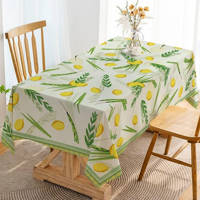 Wasserdichte rechteckige Tischdecke für Sukkot von JMG Household Supplies in Beige, B/T: 90 x 140 cm - Bild 1