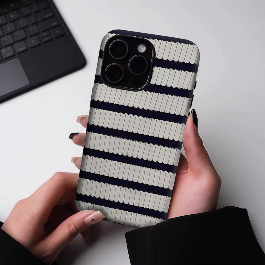 Potdemiel Plissierte Streifen-Handyhülle mit Magnetfunktion für iPhone 17 16 15 14 13 Pro Max Plus in Multicolour - Bild 3