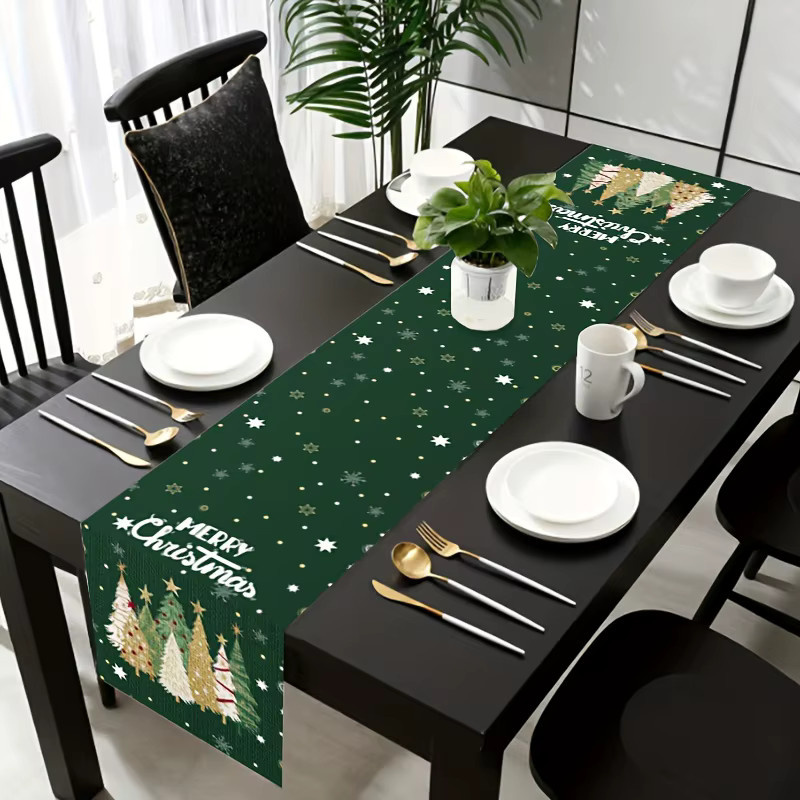 VIKAMA Tischläufer Weihnachten Schneeflocke Grün B/T/H: 183 x 33 x 33 cm - Bild 2
