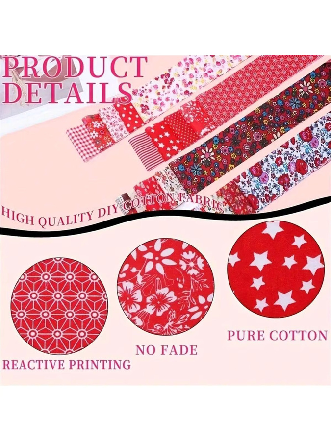 40 Stück Stoff-Gelee-Rollen mit Blumenmuster in Multicolour, Quilt-Stoff-Streifen, B: 6,5 cm, L: 50 cm - Bild 2