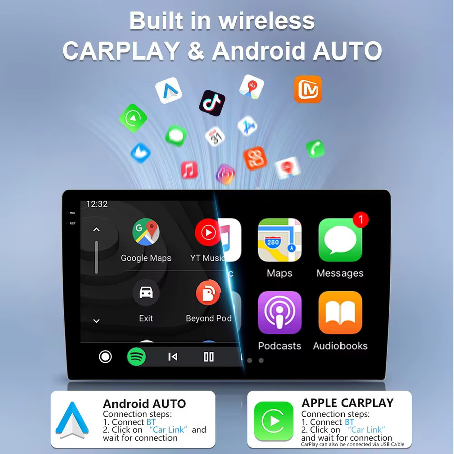 Nevegetor Android Autoradio mit GPS-Navigation, Wireless CarPlay und Android Auto, Schwarz, für Nissan March Micra K12 2002-2010 - Bild 4