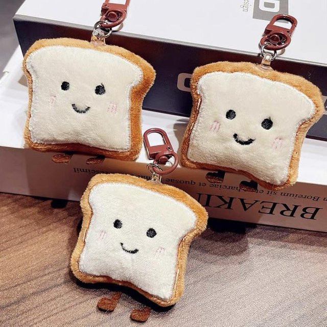 Schlüsselanhänger Toast Brot Cartoon Plüsch, Schwarz, Unisex - Bild 1