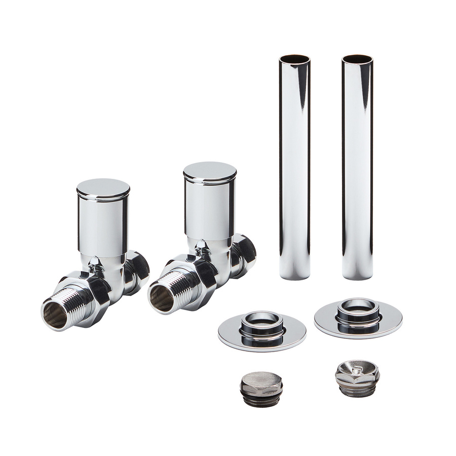 Hudson Reed Durchgangsventilset mit Rohrstücken aus Messing in Chrom-Optik, 1/2 Zoll, gerade - Bild 1