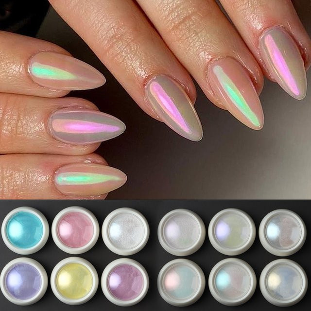Full Beauty Nail Art Glitzerpulver Aurora Effekt, 6 Farben - Bild 1