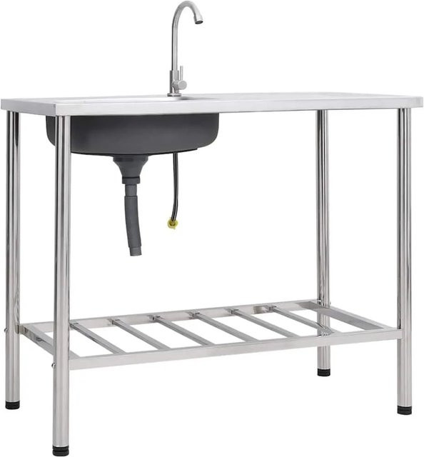 vidaXL Camping-Spüle mit Wasserhahn aus Edelstahl in Silber - Bild 1