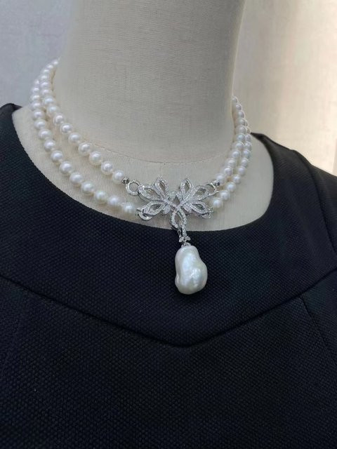 Halskette Südseeperlen, 925 Silber, 18 Zoll, Unisex - Bild 1