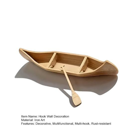 Linkee Kanu-Miniatur-Ornament in Antikbraun mit Holzmaserung und Paddel-Zubehör aus PLA - Bild 3