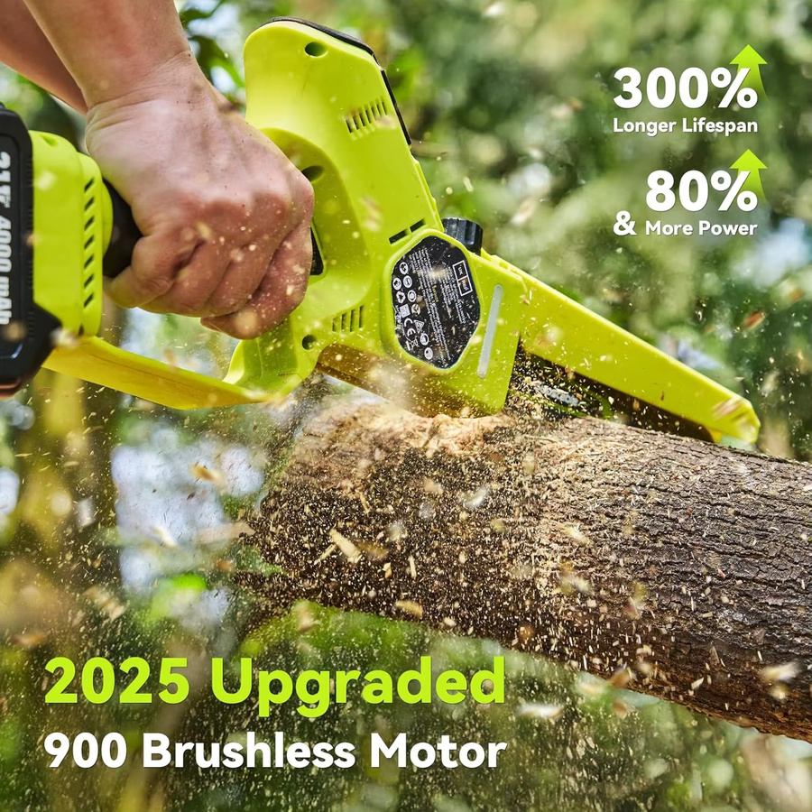 Supstable 2-in-1 Elektrische Stangensäge mit 8 Zoll und 6 Zoll Kettensäge, Kabellose Teleskopstange 4,57 m, Grün, inklusive 2 Akkus mit 4,0 Ah - Bild 4