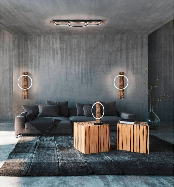 Eglo LED Deckenleuchte Boyal rustikal in Schwarz-Braun aus Holz und Metall - Bild 1
