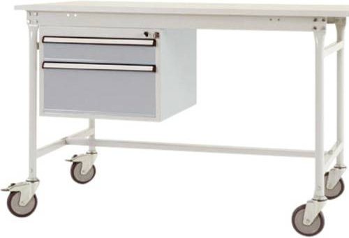 Manuflex Mobiler Gehäuse-Unterbau ZB4582.9006 mit 2 Schubfächern in Alusilber ähnlich RAL 9006 für Tischtiefe 800 mm - Bild 1