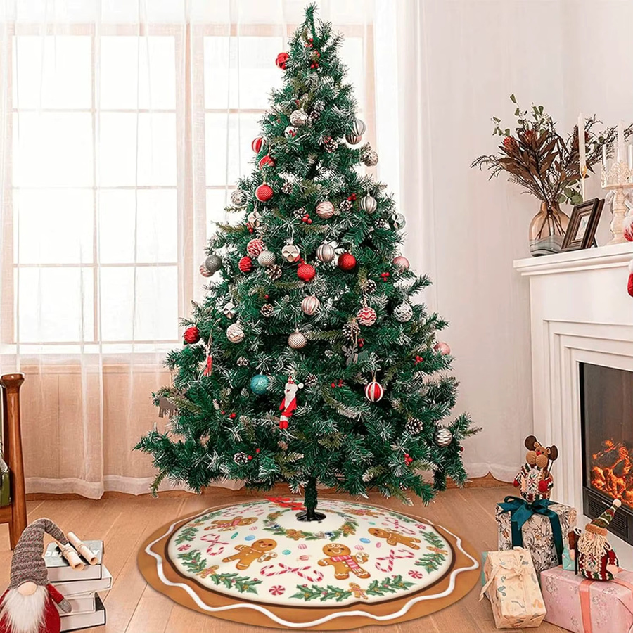 VIKAMA Weihnachtsbaum Rock mit Lebkuchenmann Motiv in Mehrfarbig für Indoor und Outdoor Dekoration - Bild 2