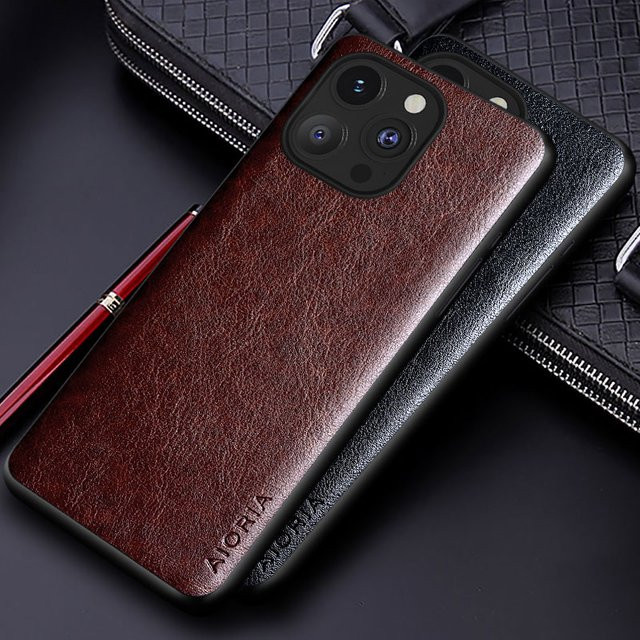 Luxus PU Leder Handyhülle für Apple iPhone (Modelle: 15, 14, 13, 12, 11, Pro, Max, X, XS, SE) in Schwarz - Bild 1