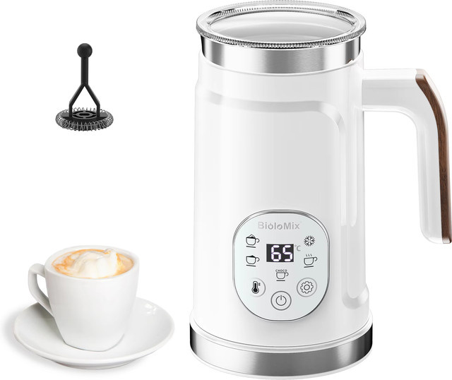 BioloMix 5-in-1 Milchaufschäumer mit LED-Touchscreen in Schwarz für Latte und Kaffee als Heiß- und Kaltschaumbereiter - Bild 1