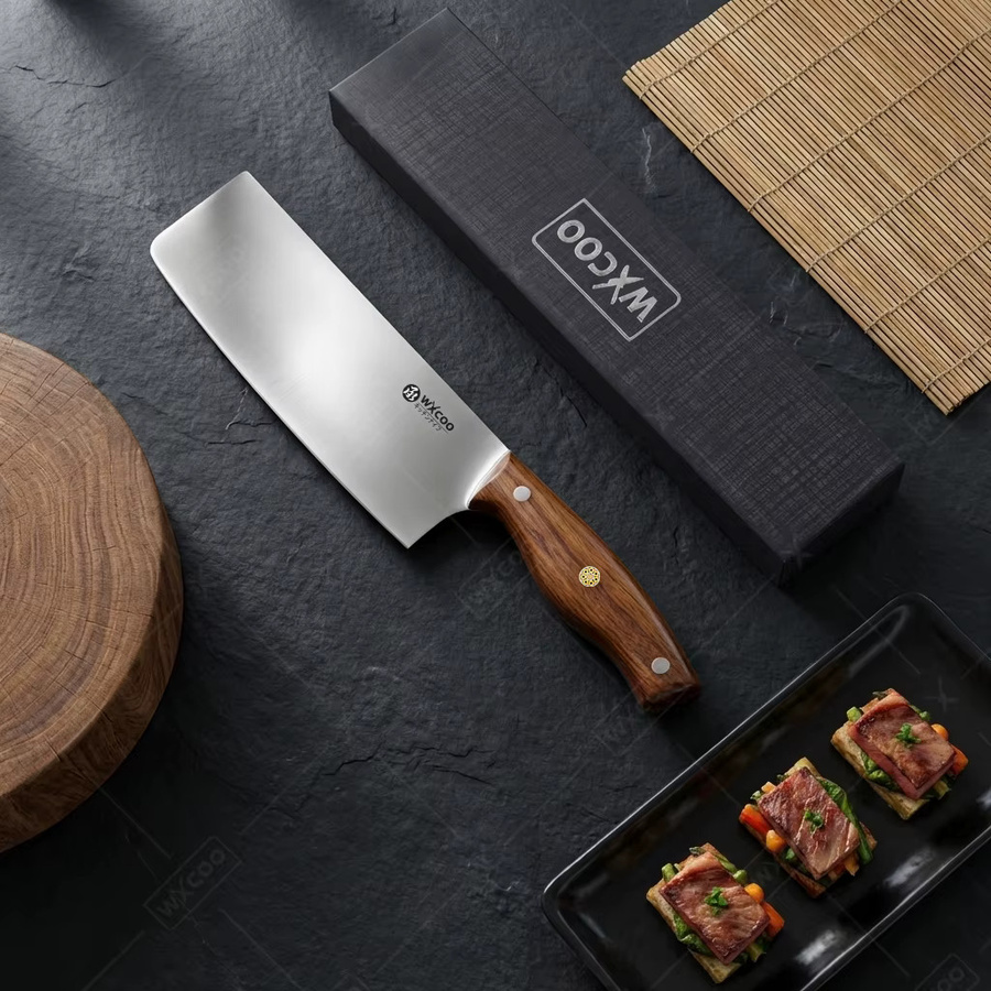 WXCOO Japanisches Fleischbeil Cleaver aus Holz mit Geschenkbox, 19,81 cm Kochmesser für Fleisch, Gemüse und Fisch - Bild 2