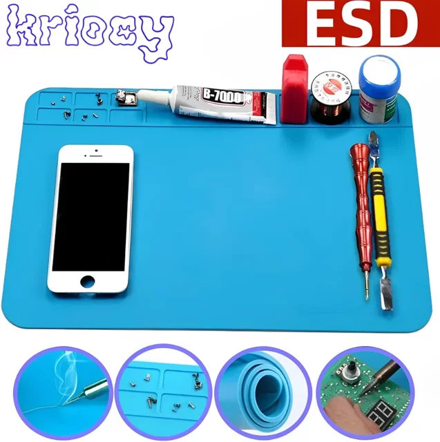 KRIOCY Hitzebeständige Silikon-Reparaturmatte in Blau für Computer und Telefon Reparaturen - Bild 1