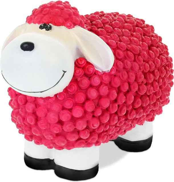 Relaxdays Gartenfigur Schaf aus Polyresin in Pink, wetterfest, B/T/H: 16 x 21 x 12,5 cm - Bild 1