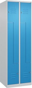 C+P Z-Spind Classic PLUS Spind mit 4 Fächern, Zylinderschloss, Farbe Grau/Blau, H x B x T: 185 x 60 x 50 cm