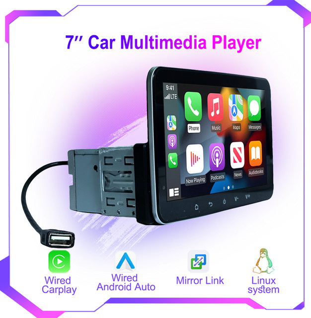 Icreative Benz Style MP5 Autoradio mit 7 Zoll Touchscreen, Bluetooth, Apple CarPlay und Android Auto, Single Din, Schwarz - Bild 1
