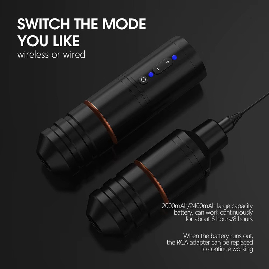 Ambition Ninja Pro Wireless Tattoo Maschine Kit, 2000 mAh, 4,0 mm Hub - Bild 2