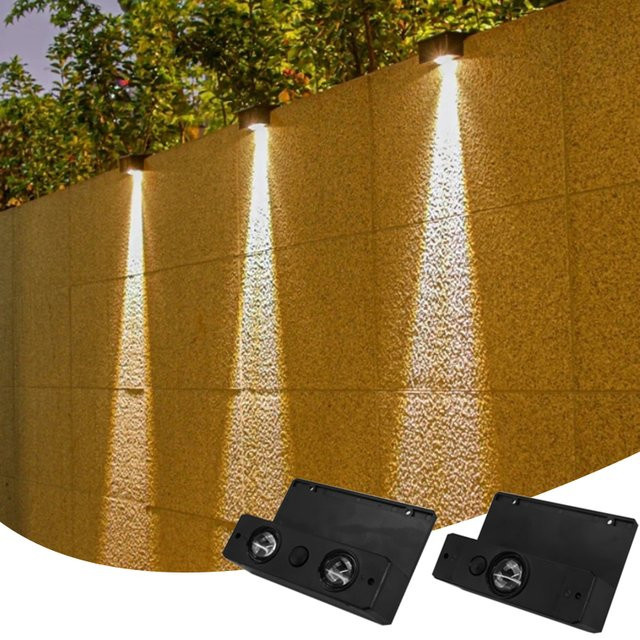 LINYILIGHT Solar-LED-Zaunleuchten für den Außenbereich, RGB Multicolour, IP65 wasserdicht, schwarze Wandleuchten für Garten und Weg - Bild 1