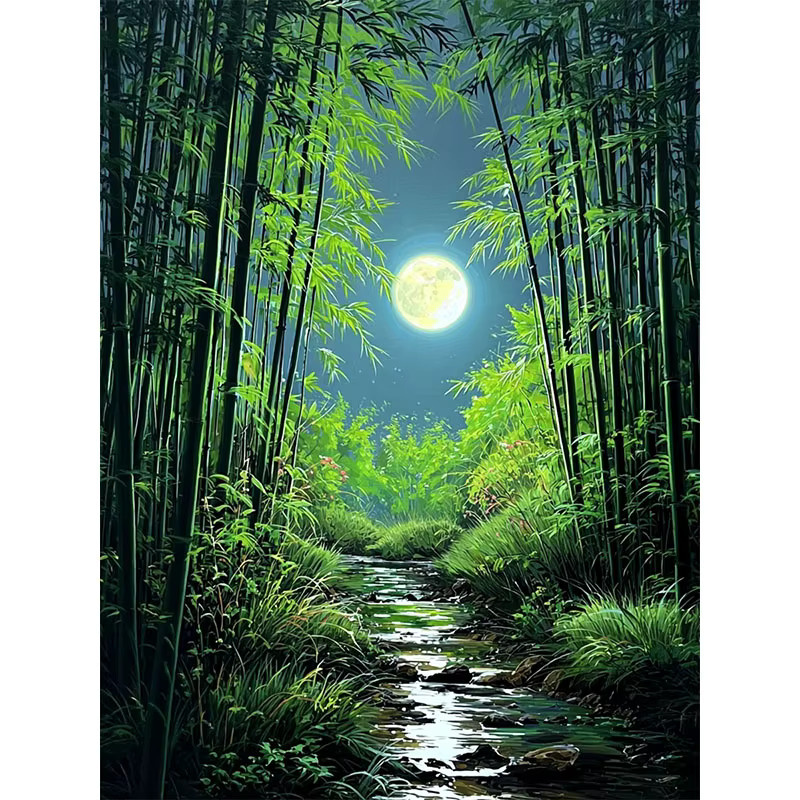HUACAN Diamantmalerei Feenstaub Wasserfall Landschaft Berg als Mosaik Naturkunst Wanddeko in Multicolour, B/H: 30 x 20 cm - Bild 4