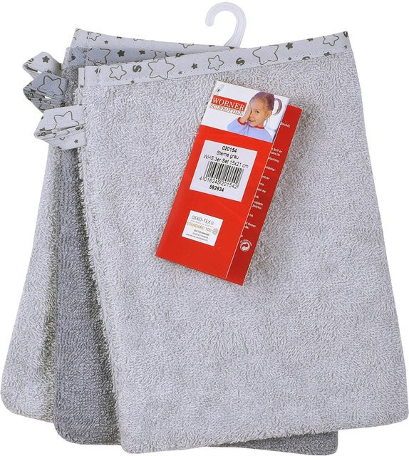 Wörner Waschlappen 3er-Pack, grau, Baumwolle, 15x21 cm - Bild 1