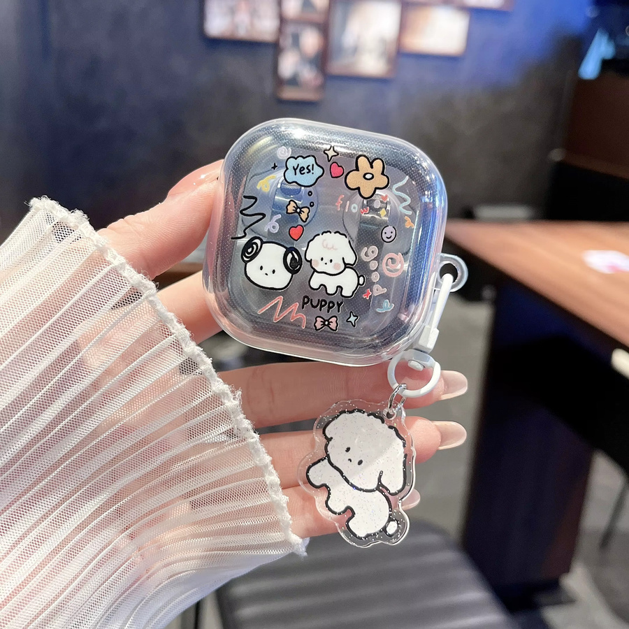 Silikon Schutzhülle für Samsung Galaxy Buds 4 / 4 Pro mit Schmetterling, Blume und Hase Design - Bild 2