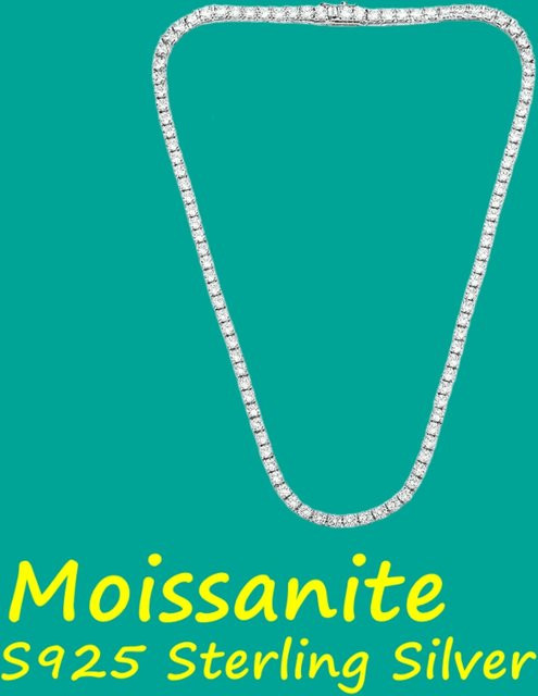 SEMNI Tennis-Halskette, Moissanit, S925 Sterling Silber, Unisex - Bild 1