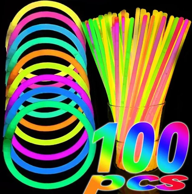 Bunte Fluoreszenzstäbe als Partyzubehör in verschiedenen Farben und Größen für leuchtende Armbänder - Bild 1