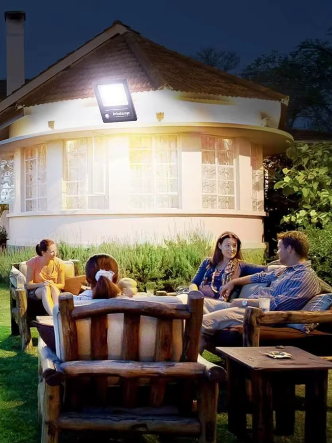 intelamp Solar-Flutlicht für den Außenbereich mit 12000 mAh Akku, Schwarz, mit großem Solarpanel und 5 m Kabel für Garten und Hof - Bild 6