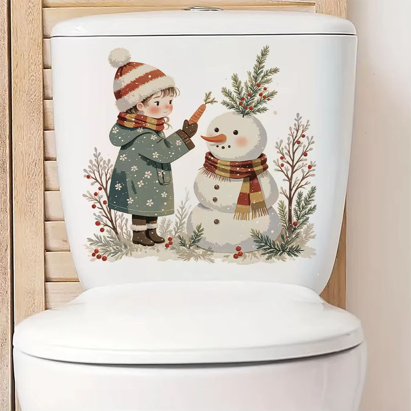 BRUP Weihnachts Schneemann WC Deckel Aufkleber aus PVC, abnehmbarer Badezimmer Dekor in Multicolour - Bild 3