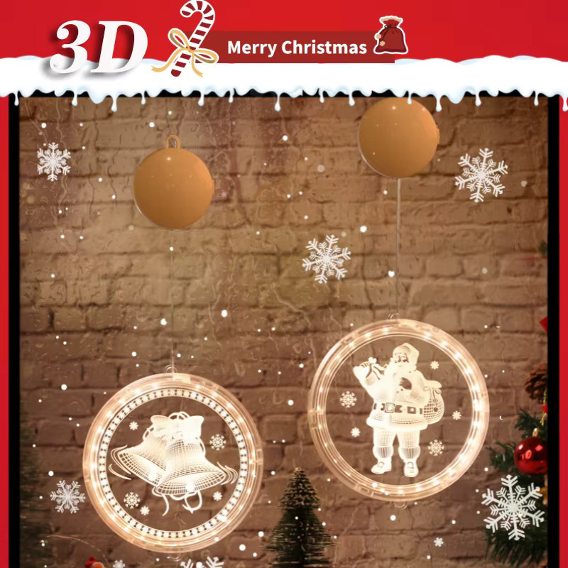 Weihnachts-LED-Fensterdekoration mit 3D-Saugnapf in Form von Santa und Schneemann, warmweiß, Höhe: 16 cm - Bild 2