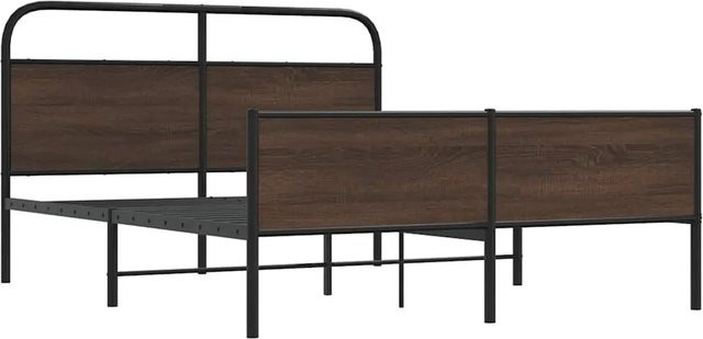 vidaXL Metallbett in Eiche Braun ohne Matratze B/T/H: 160 x 200 cm - Bild 1