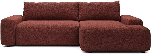 Vente-unique Schlafsofa Daviso in Bordeaux Rot, modernes L-Shape Ecksofa mit Stoffbezug und abnehmbaren Bezügen, Breite: 264 cm - Bild 1